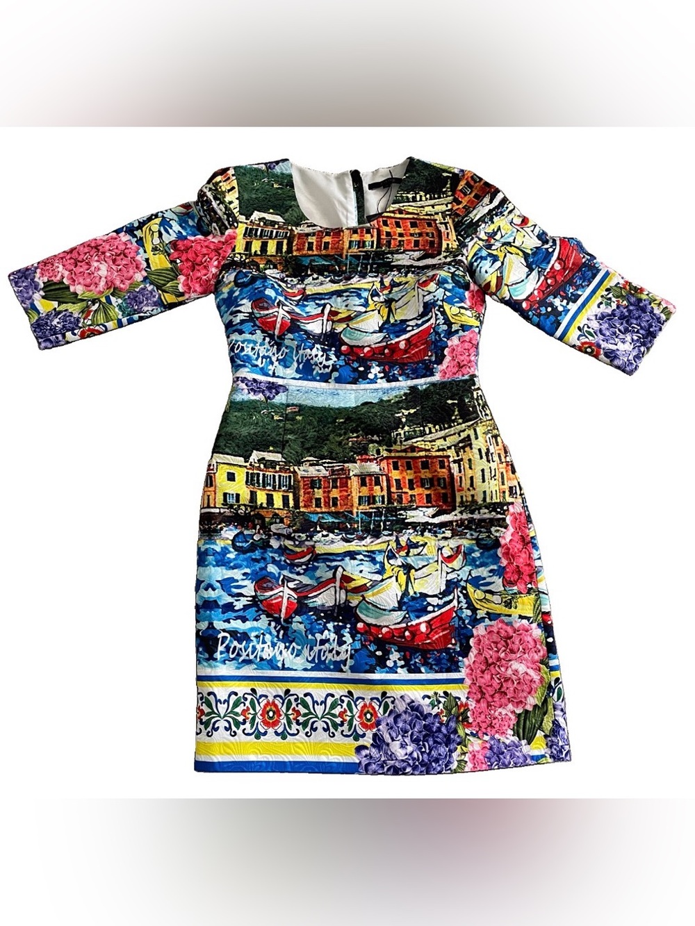 NWT Positano Italy Scenic Print Dress Size 10